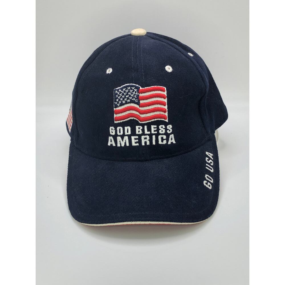 God Bless America Go USA American Flag ballcap hat 100% Cotton Red White Blue